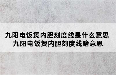 九阳电饭煲内胆刻度线是什么意思 九阳电饭煲内胆刻度线啥意思